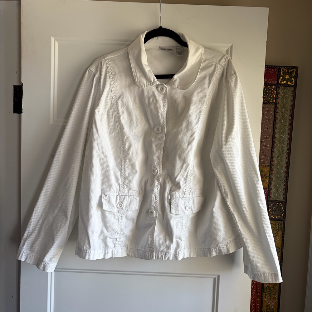 Chico's White Button-Front Jean Jacket